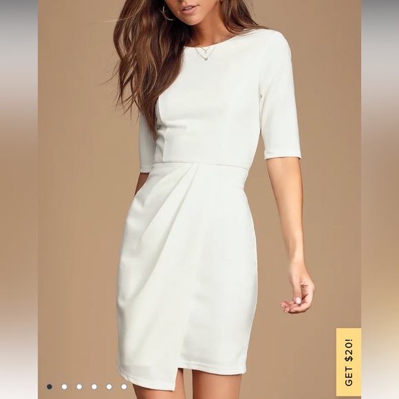 Lulus Westwood White Half-Sleeve Sheath Dress (Size L) - Picture 2 of 7